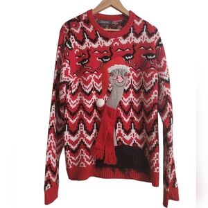 NWOT Women's Ugly Christmas Sweater Size Large Ostrich Santa W/ Fur Red